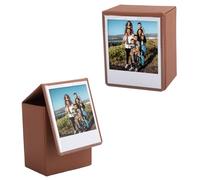 HIYQIN Photo Case for Instax Wide Film, 3.5x4.25” Photo Storage Box Fits for Fujifilm Instax Wide 400/300/210/Wide EVO, Picture Holder for Polaroid 600/I-Type/OneStep2 Instant Film - Brown