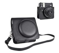 HIYQIN Upgraded Leather Case Compatible with Fujifilm Mini 99 Instant Camera, Mini 99 Case Integrated Protective Cover with Shoulder Strap - Black