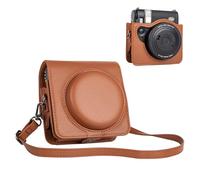 HIYQIN Upgraded Leather Case Compatible with Fujifilm Mini 99 Instant Camera, Mini 99 Case Integrated Protective Cover with Shoulder Strap - Brown