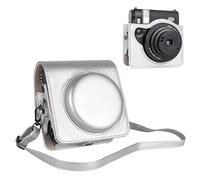 HIYQIN Upgraded Leather Case Compatible with Fujifilm Mini 99 Instant Camera, Mini 99 Case Integrated Protective Cover with Shoulder Strap - Grey