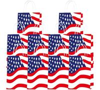 HiyyFloy 10 Pcs Bags American Flag White Blue Red Goodie Bags Usa Reusable Bags with Handle for 4th of July Independence Day Party Favor