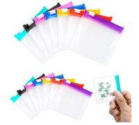 HiyyFloy 14pcs Bags for Travel Reusable Pouches Zippered Medicine Organizer, Clear Plastic Portable Baggies Packets with Slide Lock, Self Sealing Small Zip Lock Bags for Pills and Small Items