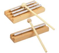 HiyyFloy 2 Pcs Meditation Chime with Mallet, Three Tone Trio and Single Tone Chime Percussion Instrument Energy Chime for Mindfulness Meditation Relaxation