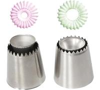 HiyyFloy 2pcs/set Sultan Tube Icing Piping Nozzles Cookie Biscuit Russian Ice Cream Pastry Tips Cake Mold Cake Decorating Tools
