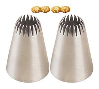 HiyyFloy 2pcs Silver Bakery Russian Stainless Steel Pastry Tips Cupcake Cherry Blossoms Icing Piping Nozzles Ice Cream Tool Cake Decorating Baking Mold Kitchen and Dining