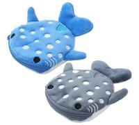 HiyyFloy 2pcs Whale Shark Coin Purse, Cute Kawaii Wallet Whale Shark Dolphin Plush Coin Pouch with Zipper Mini Cartoon Pouch Portable Sea Animal Change Purse