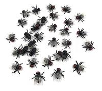 HiyyFloy 30pcs Mini Plastic Flies, Realistic Fake Flies Small Simulated Flies Toys Tiny Plastic Fly Toy Joke Toys for Party Prank Halloween Tricking People