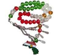 HiyyFloy 33 Beads Rosary Bracelets Muslim Prayer Bracelets with Kurdistan Map Flag Pendant Ethnic Style Prayer Religious Jewelry Gift