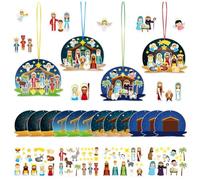 HiyyFloy 36pcs Make a Nativity Scene Stickers Ornament Craft Kit Diy Nativity Stickers for Kids Religious Party Games Activities for Christmas Vacation Bible School Classroom