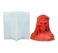HiyyFloy 3d Masked Veil Skull Candle Silicone Mold Halloween Decor Skeleton Bust Statue Scented Candle Resin Casting Mould