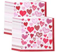 HiyyFloy 40 Pack Valentine's Day Paper Napkins Heart Pattern Serviettes Tableware Luncheon Cocktail Napkin Party Supplies for Wedding Engagement Romantic Special Nights Decorations