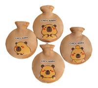 HiyyFloy 4pcs Hot Water Bottle with Plush Cover, 400ml Hot Water Bottle, Cute Capybara Hand Warmer, Cartoon Hot Water Bottle Sleeve, Capybara Hand Warmer Bag for Girls