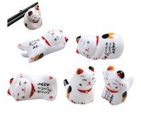 HiyyFloy 5 Pcs Japanese Lucky Cat Ceramic Chopsticks Rest Lucky Cat Chopsticks Holder Racks Home Kitchen Decor Ornaments for Spoon Fork Tableware