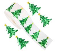 HiyyFloy 500 Pcs Christmas Tree Stickers Green Merry Christmas Tree Labels Stickers for Crafts Gifts Present Packaging Cards Making Invitation Envelope Xmas Holiday Party Decor