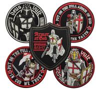 HiyyFloy 5pcs Crusader Knight Patch Embroidered Shield Insignia, Iron-on/sew-on Badge for Backpack Vest Uniform, Medieval Templar Cross Morale Emblem Armband