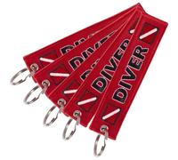 HiyyFloy 5pcs Diver Down Flag Dive Diving Red White Keychain Key Tag Chain Fob Ring