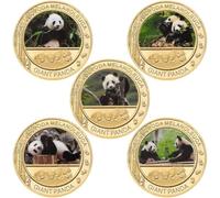 HiyyFloy 5pcs/set National Panda Art Commemorative Coins Set Challenge Coin Collectible Coin Souvenir Coin for Collection