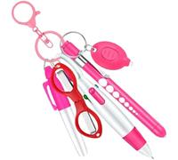 HiyyFloy 6 in 1 Multifunctional Retractable Nurse Ball Pen Set Flashlight Foldable Scissors Ballpoint Pen Keychain Pens Permanent Marker