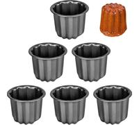 HiyyFloy 6pcs/set Caneles Mould Carbon Steel Canele Baking Molds Non Stick Cannele Mould Mini Cake Tins Pastry Cookie Mold Baking Tool
