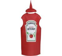 HiyyFloy Adults Ketchup Bottle Costume Novelty Sauce Cosplay Costume Sauce Food Outfit Halloween Couples Funny Food Tunic for Men Women