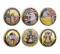 HiyyFloy American 250th Anniversary Challenge Coin Set - 6 Pcs Usa Eagle Patriotic Symbol Coins, 1776-2026 Semiquincentennial Collectible, Liberty Bell Flag Gift for Veterans