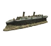 HiyyFloy Aquarium Shipwreck Decoration Resin Titanic Shipwreck Ornament Hiding Cave Shelter for Fish Tank Decors
