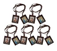 HiyyFloy Brown Scapulars Catholic 5 Pack,Sacred Heart of Jesus with Our Lady Carmel Catholic Scapular Gifts,Escapularios Catolicos,Escapulario De Virgen Del Carmen