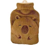 HiyyFloy Capybara Hot Water Bottle with Cover, Hot Water Bottle with Cute Plush Cover, Super Soft Plush Cover for Pain Relief Headaches Cramps and Winter Warmth