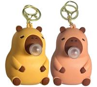 HiyyFloy Capybara Keychain 2 Pcs Cute Bubble Blowing Capybara Squeeze Ball Toys Bag Charm Keyring Bag Pendant for Birthday Party Favor Decor