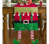 HiyyFloy Christmas Elf Table Runner with Plush Candy Stripe Legs for Xmas Dining Decoration, Soft Santa Elves Dinner Tablecloth Cover Décor for Themed Holiday Home Kitchen
