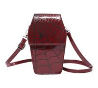 HiyyFloy Coffin Shape Spider Web Crossbody Bag Gothic Leather Cell Phone Purse Female Punk Handbag Adjustable Strap Shoulder Bag for Halloween