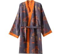 HiyyFloy Cotton Kimono Robes with Belt for Men, Jacquard Thin Printed Bathrobe Japanese Robes Pajamas Yukata Belted Robe for Home Casual Wear