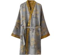 HiyyFloy Cotton Kimono Robes with Belt for Men's Spring Jacquard Thin Printed Medium Length Breathable Summer Pajamas Men's Bathrobe