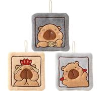 HiyyFloy Cute Animals Hand Towels 3pcs Kids Capybara Hand Towels, Microfiber Absorbent Towels Lovely Dish Cloth Quick Dry Hanging Washcloths
