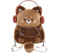 HiyyFloy Cute Fuzzy Red Panda Backpack Stuffed Animal Backpack Kawaii Panda Animal Backpack Fluffy Shoulder Bag Casual Daypack for Girls