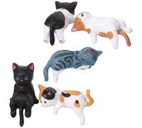 HiyyFloy Cute Kitten Dashboard Ornaments 5pcs Cute Mini Cat Figures Sitting Sleeping Cat Decoration for Dashboard, Bookshelf, Office Desk