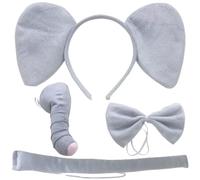 HiyyFloy Elephant Costume Set Elephant Ears Headband Nose Tail Bow Tie Kit Animal Fancy Dress Costume Kit for Halloween Cosplay