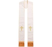 HiyyFloy Embroidered Wedding Stole with Tassels Clergy Mass Stole with Cross Wedding Pastor Shawl