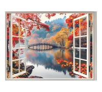 HiyyFloy Fake Windows Wall Sticker, Scenery View Window Decals, Removable 3d Lake Scenery Nature Landscape Windows Wall Decal Wall Mural Stickers