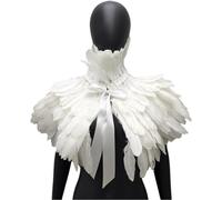 HiyyFloy Feather Cape White Shawls Realistic Costume Gothic Style Snood Queen Accessories Shawls Angel Wings Dress