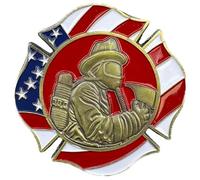 HiyyFloy Firefighter Prayer Coin Us Flag Challenge Coin Gifts Vintage United States Flag Pattern Firefighter Commemorative Medal Honor Badge