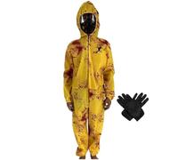 HiyyFloy Halloween Toxic Hazmat Costume Kids Halloween Yellow Hazmat Hazard Zombie Costume Jumpsuit with Gloves and Mask for Cosplay Party