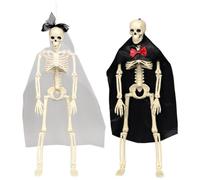 HiyyFloy Hanging Dressed Halloween Skeleton Groom & Bride Day of the Dead Pendent Haunted House Ornament for Spooky Wedding Party Home Decoration