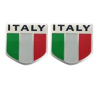HiyyFloy Italy Flag Car & Motorcycle 3D Aluminum Stickers (2pcs) - Green, White, Red - Universal Fit - Car Decal