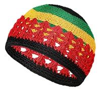 HiyyFloy Knit Rasta Hat Slouchy Baggy Reggae Jamaican Cap Rainbow Colored Knitted Hat Hippie Beanie Hat Crochet Autumn Winter Cap