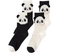 HiyyFloy Korean Funny Animal Head 3d Plush Panda Cozy Socks - 2 Pairs Fluffy Bed Socks for Women, Panda Gifts Thermal Socks