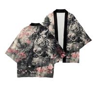 HiyyFloy Men's Lightweight Kimono Seven Sleeve Open Front Cardigan Coat Japanese Style Bathrobe