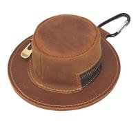 HiyyFloy Mini Coin Purse Leather Wallet Cowboy Hat Shape Change Purse Men's Pocket with Keychain Fashionable Keychain Wallet Travel Gift Coin Pocket