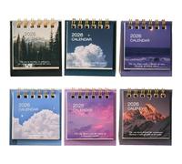 HiyyFloy Mini Desk Calendar, 2025-2026 Small Desk Calendar, Mini Standing Flip Calendar, Twin-wire Binding, Desktop Calendar for Office or Home