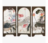 HiyyFloy Mini Desktop Folding Screen, 3 Panel Divider, Traditional Chinese Mini Folding Screen Feng Shui Ornaments Home Decorations